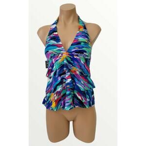 Swim Solutions tiered tankini top multi color
